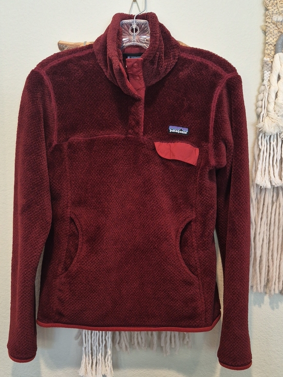 Patagonia Tops - XS/S Patagonia Burgundy Re-Tool Snap-T Cozy Polartec Pullover Kangaroo Pocket